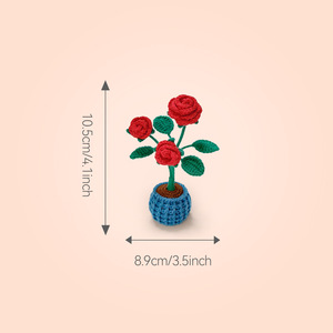Kit de crochet pour débutants - Ensemble de matériel pour <span class=keywords><strong>pot</strong></span> de fleurs en forme de rose avec outils complets et tutoriel vidéo, artisanat pour adultes et enfants - Product Image 4