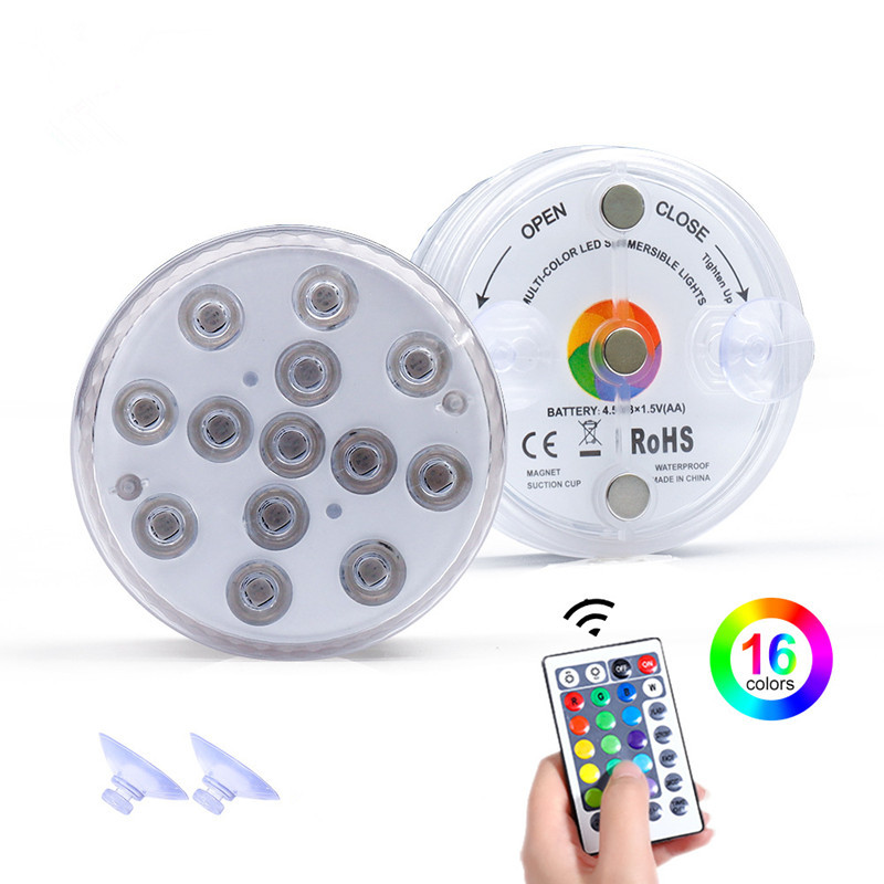Upgrade 13 LED RGB Submersible Light With Magnet and Suction Cup Swimming Pool Underwater Aquarium Pond Lamp