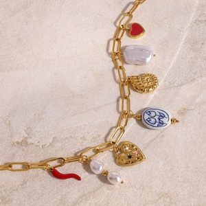 สร้อยคอจี้รูปหัวใจประดับมุกสแตนเลสสำหรับผู้หญิง สไตล์วันหยุด แรงบันดาลใจจากมหาสมุทร เครื่องประดับสไตล์อินเทรนด์ - Product Image 2