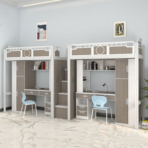 <span class=keywords><strong>Letto</strong></span> a Castello Moderno <span class=keywords><strong>Matrimoniale</strong></span> in Ferro Acciaio e Legno per Adulti Studenti Dormitorio Appartamento o Hotel - Product Image 6