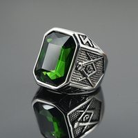 Nouvelle bague maçonnique bijoux bague en pierre de couleur étanche grande bague de mode avec pierre