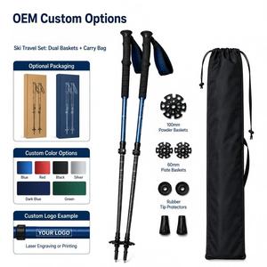 Ensemble de bâtons de <span class=keywords><strong>ski</strong></span> de randonnée Zeroring en aluminium et carbone, bâtons de neige réglables avec paniers supplémentaires et sac de transport - Product Image 6