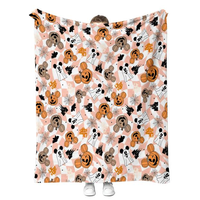Selimut Flanel Jacquard Karakter Kartun Labu Kawaii Halloween yang Dapat Disesuaikan Secara Grosir