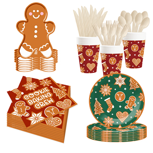 DAMAI Christmas Gingerbread Monster Themed Disposable Paper Plate and Cup Party Supplies for Christmas Event - Product Image 3