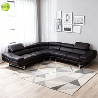 Ensemble de canapés en cuir PU de luxe personnalisé, en forme de L, 5 places, canapé d'angle, canapé sectionnel, appartement, villa, salon, meubles 962