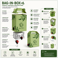 Sacs intérieurs Bag-in-Box 3L 5L 10L recyclables, écologiques, de qualité alimentaire, en NY/PE+PE, avec valve, imprimés en héliogravure pour l'emballage du café et du thé