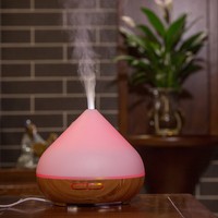 Diffuseur d'arômes en bois grainé 550 ml, humidificateur volcanique, distributeur de parfum coloré, machine à parfum télécommandée - Buse