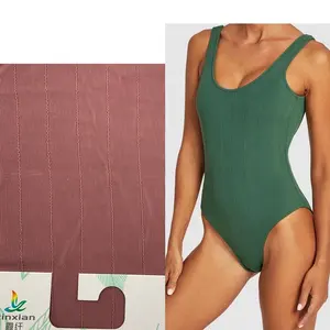XA2175 Popular textured stripe spandex swimwear fabric high elastic jacquard fabric supplier knitted nylon fabric for swimsuit