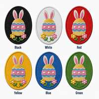 Écusson brodé 3D personnalisé, motif œuf de Pâques, oreilles de lapin et fleur, pour vêtements d'enfants, sacs à dos et décorations de printemps