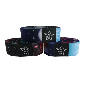 Bracelets personnalisés extensibles en polyester en gros d'usine Bracelets élastiques de sublimation en tissu tissé