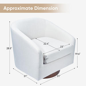 Fauteuil pivotant convertible moderne, rembourré, en tissu, rotation à 360°, dossier incurvé, siège confortable, pieds en métal, accent pour le salon - Product Image 4
