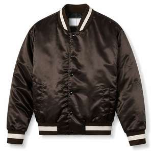 <b>Men's</b> Varsity <b>Jacket</b> Oversized <b>Baseball</b> Bomber Coat Contrast Ribbed Trim Snap Button Streetwear Snap button <b>jacket</b> - Product Image 1