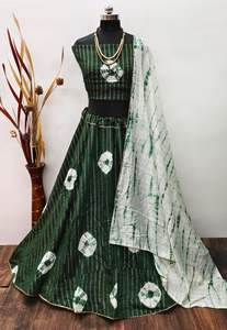 Nueva llegada de ropa india y pakistaní Chanderi seda Batik estampado Lehenga Choli para bodas y festivales - Product Image 4