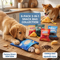 Jouets pour chiens en peluche 2-en-1 en forme de sac de collation froissé, couineurs, avec motifs Biscuit, Fromage, Café, Noix mélangées, jouets à mâcher interactifs pour chiots, jouets pour animaux de compagnie durables