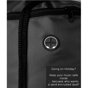 Fuerte de deportes gimnasio cadena bolso mochila negro Gymbag con auriculares agujero - Product Image 4