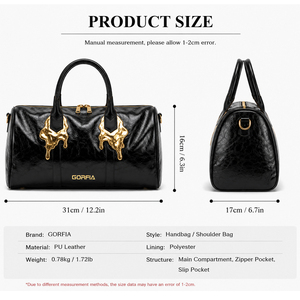 Sac de voyage en PU noir brillant personnalisé, grande capacité, sac de week-end, sac de voyage portable pour hommes et femmes - Product Image 6