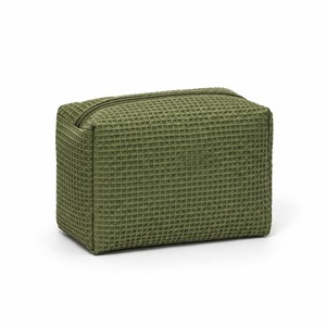Bolsa de Cosméticos Waffle Verde Oliva de Poliéster 18x13x12cm con Cierre de Cremallera, Estilo Vintage, Forma de Caja, para Guardar Maquillaje de Viaje, con Logotipo Personalizado - Product Image 3