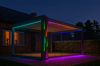 Pergola motorisée en aluminium bioclimatique toutes saisons avec panneaux solaires Pergola solaire photovoltaïque à persiennes pour arrière-cour/jardin