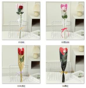 Amor en forma de corazón impermeable papel Kraft bolsa de flores frescas BOPP bolsa de plástico OPP bolsa de rosa de un solo tallo para trabajos florales transparentes - Product Image 3