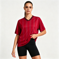 T-shirts Homme AMLClever Col V Rayures Football Manches Courtes Contraste de Couleurs Légers Extérieur Unisexe Prêts à l'emploi Vente en Gros