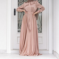 Lujo brillante satén cerrado Abaya bata Modesto elegante noche suave caliente Dubai musulmán mujeres vestido ropa islámica venta al por mayor Abaya