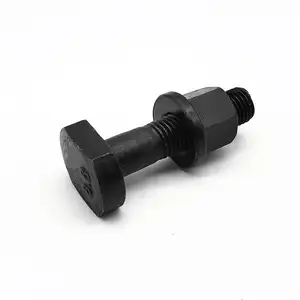 Other Coatings Can Be Made Carbon Steel Grade 4.8 8.8 10.9 12.9 Black Oxide T Bolt GB37 With Hex Flange Nut
