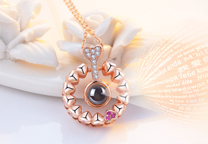 Colgante con proyección de corazón para mujer, collar con corazón de San Valentín, I Love You, 100 idiomas - Product Image 6