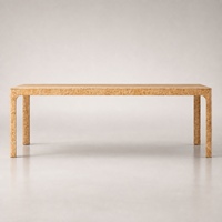 Ensemble de salle à manger rectangulaire de luxe en bois de burl avec chaises entièrement rembourrées pour les propriétés et les espaces commerciaux