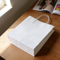 Sac en papier kraft blanc personnalisé avec poignées, écologique, de luxe, biodégradable, avec votre propre logo
