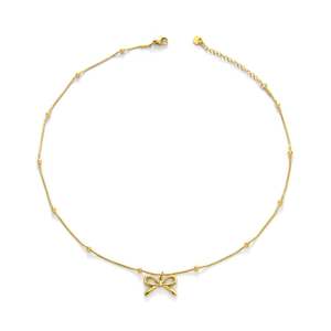 Collier en acier inoxydable 316L plaqué or PVD avec pendentif nœud pour femme, bijoux tendance - Product Image 1