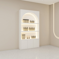 Vitrines de présentation de cosmétiques en bois de luxe, écologiques et durables, présentoirs de salon de beauté haut de gamme, étagères minimalistes pour soins de la peau, sur mesure