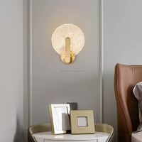 Applique murale LED d'intérieur MY9716, blanc neutre, corps en verre, lampe murale en cuivre, abat-jour en cristal, finition laiton, design moderne