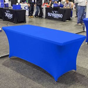 Nappe de table personnalisée traditionnelle en sublimation avec ajustement extensible pour tables portables de 6 pieds, bleu royal, pour salons professionnels, événements, impression de logo - Product Image 3