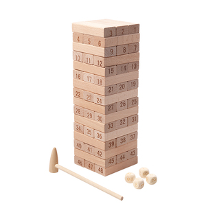 CE CPC Natural Beech Wood Number Blocks Tumbling Tower Stacking Toy Games for Building, <strong>Toppling</strong> and Tumbling - Product Image 1