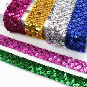 Meetee Bd269 1.5/2/3.5Cm Glitter Kanten Lint Voor Diy Dans Kostuums Mode Ambachten Decoratieve Pailletten Kledingaccessoires - Product Image 2