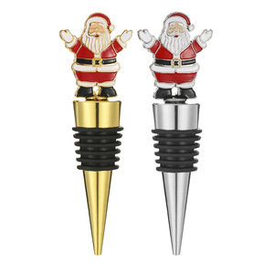 Santa Claus <b>Wine</b> Stopper Gold And Silver Metal Christmas Holiday Gift - Product Image 5