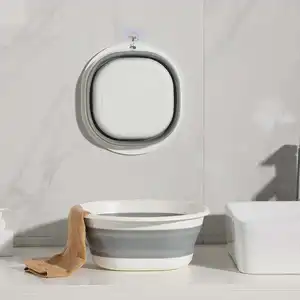 2023 New Basin Faucets Plastic Silica Gel Art Large and Small Folding Baby Carton 26cm Bathroom Hand Wash Basin Customized Size