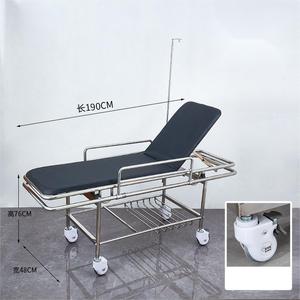 รถเข็นสแตนเลสแบบพกพาปรับแต่งได้รถเข็นผ่าตัดพร้อมเบาะรองนั่งนุ่มสำหรับผู้ป่วยสี่ล้อ - Product Image 2