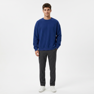 Suéter de Punto Sólido con Cuello Redondo, Sin Forro, Corte Regular para Hombre - 260GSM 100% Poliéster, Informal, Deportivo, para Otoño y Actividades al Aire Libre - Product Image 6