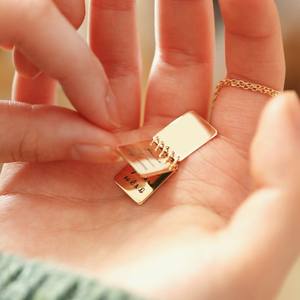 防水金メッキ鎖骨チェーンクリエイティブノートブックブック長方形ペンダントカスタム刻印ことわざプレートブランクネックレス - Product Image 4