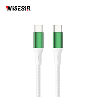 Câble de charge rapide USB Type-C en alliage d'aluminium WISESIR avec logo personnalisé, charge rapide PD 60W, pour iPhone, ordinateur, appareil photo