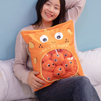 Oreiller en peluche Cream Puff-Sac à collation réaliste avec papier froissé pour filles, animal en peluche spongieux doux