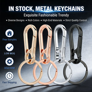 Porte-clés personnalisé en forme de clip plaqué or, mousqueton pivotant, boucle de fixation, clip de porte-clés fendu - Product Image 1