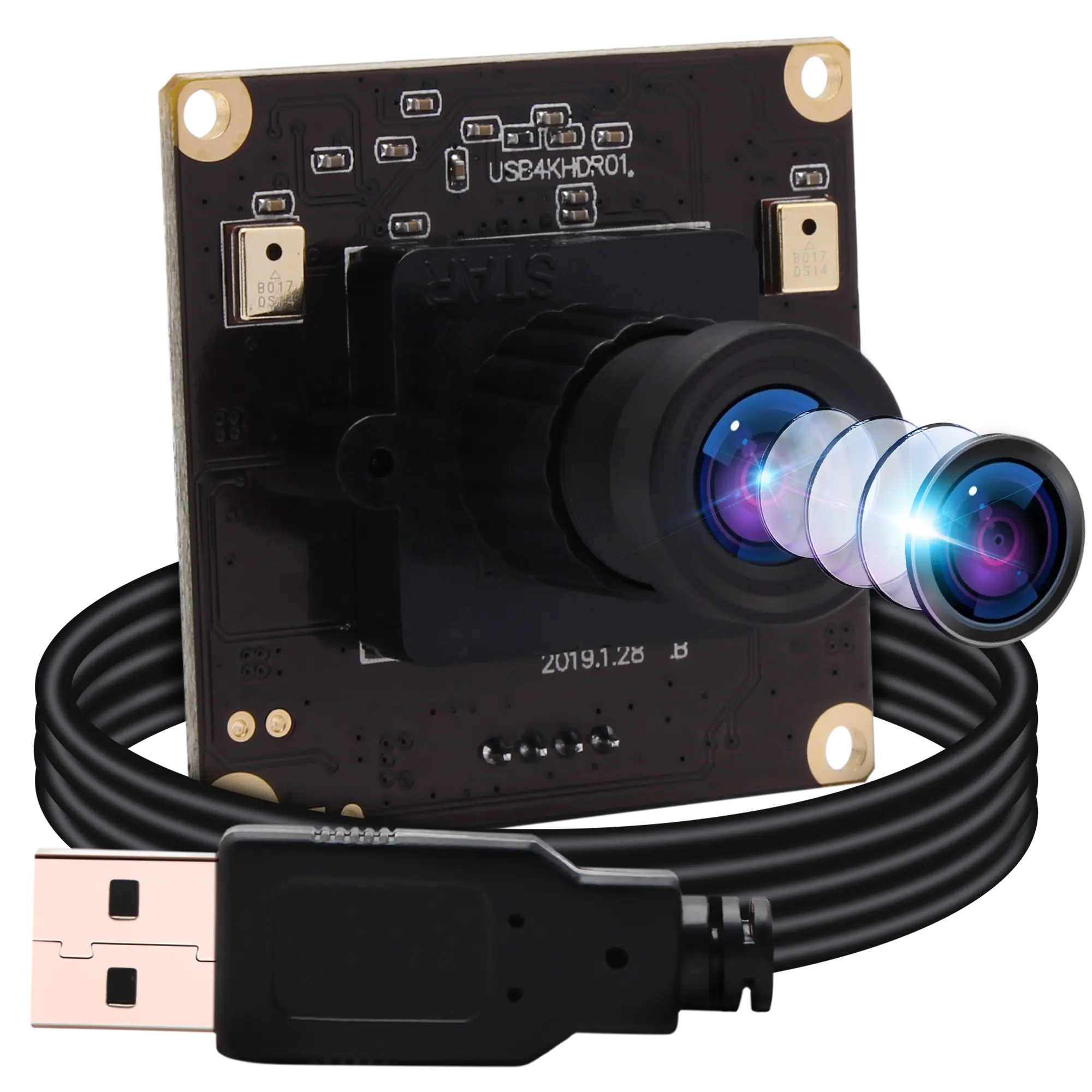 ELP 100 derece hiçbir bozulma çift mikrofon Video 17(1/2.5 ") sensör 4K Mini USB kamera Video Confereace/DIY makinesi