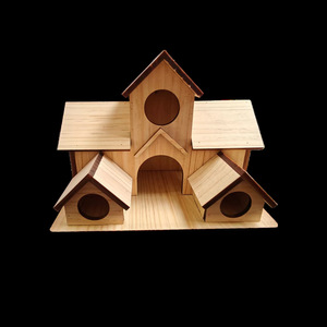 Casetta per Colibrì in Legno Massello, Decorazione da Giardino Stile Villa, Nido per Uccelli Sospeso, Ornamento da Giardino, Mangiatoia per Uccelli - Product Image 1