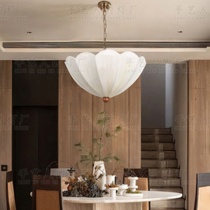 Lustre de style rétro français, couleur crème, source de lumière LED, pour chambre à coucher, salon, salle à manger, entrée, design floral haut de gamme - Product Image 1