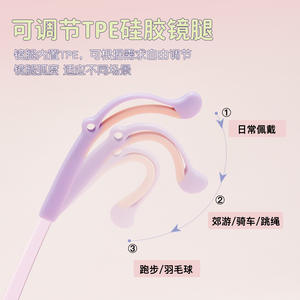 Montures de lunettes rondes pour enfants Danyang 1729 en résine, monture complète antidérapante avec plaquettes de nez en silicone et branches réglables - Product Image 5