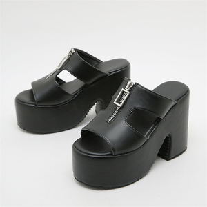 2025 Summer Women's Comfortable High Heels Waterproof Leather Platform Sandals with Breathable Toe Outdoor Wedge Jelly <b>Shoes</b> - Product Image 4