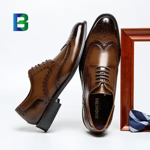 2024 nouveaux produits chaussures de fête italiennes pas de cravate dentelle vache chaussures en cuir véritable Oxford chaussures habillées élégantes pour hommes