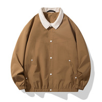 Veste coupe-vent OEM décontractée pour hommes de 100 grammes en toile avec ourlet élastique et col tournant de couleur contrastée pour le printemps logo personnalisé
